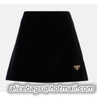 Buy New Cheap Prada Cotton Miniskirt PA2166 Black 2025
