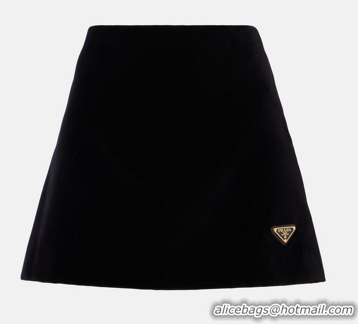 Buy New Cheap Prada Cotton Miniskirt PA2166 Black 2025