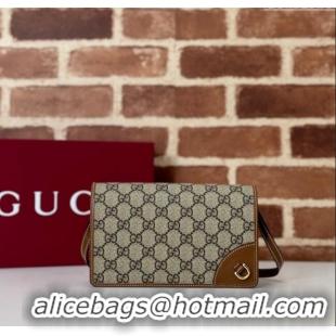 Discount Gucci GG Canvas Emblem Super Mini Shoulder bag 82068 Beige/Brown 2024