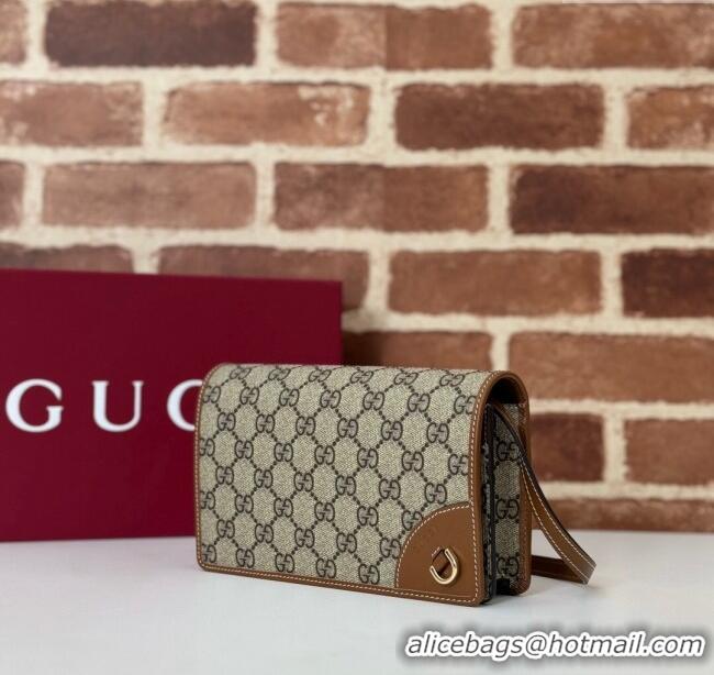 Discount Gucci GG Canvas Emblem Super Mini Shoulder bag 82068 Beige/Brown 2024