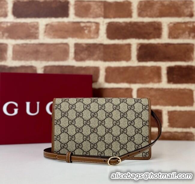 Discount Gucci GG Canvas Emblem Super Mini Shoulder bag 82068 Beige/Brown 2024