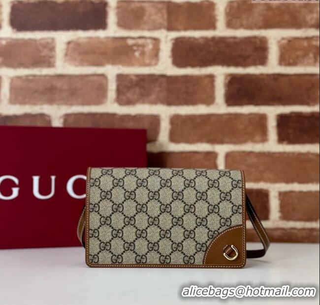 Discount Gucci GG Canvas Emblem Super Mini Shoulder bag 82068 Beige/Brown 2024