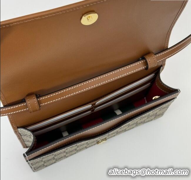 Discount Gucci GG Canvas Emblem Super Mini Shoulder bag 82068 Beige/Brown 2024