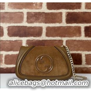 Top Quality Gucci Blondie Mini Shoulder Bag in 815711 Brown Suede 2024