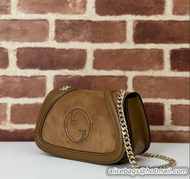 Top Quality Gucci Blondie Mini Shoulder Bag in 815711 Brown Suede 2024