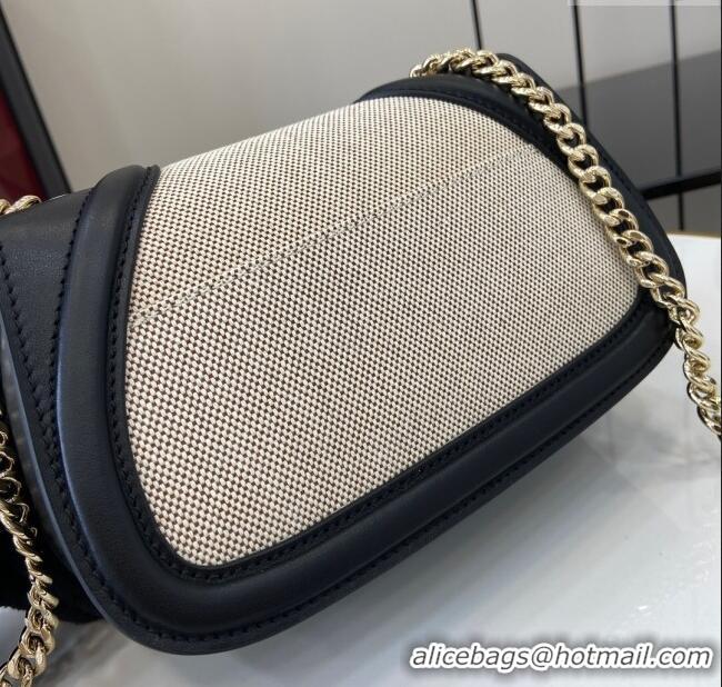 Discount Gucci Blondie Mini Shoulder Bag in Linen Canvas 815711 Black 2024