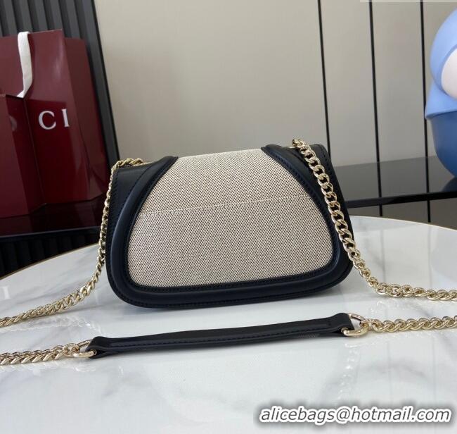Discount Gucci Blondie Mini Shoulder Bag in Linen Canvas 815711 Black 2024