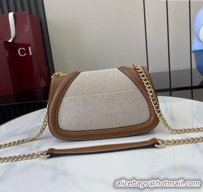 Spot Bulk Gucci Blondie Mini Shoulder Bag in Linen Canvas 815711 Brown 2024