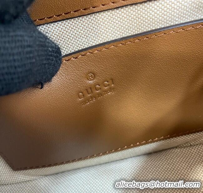 Spot Bulk Gucci Blondie Mini Shoulder Bag in Linen Canvas 815711 Brown 2024