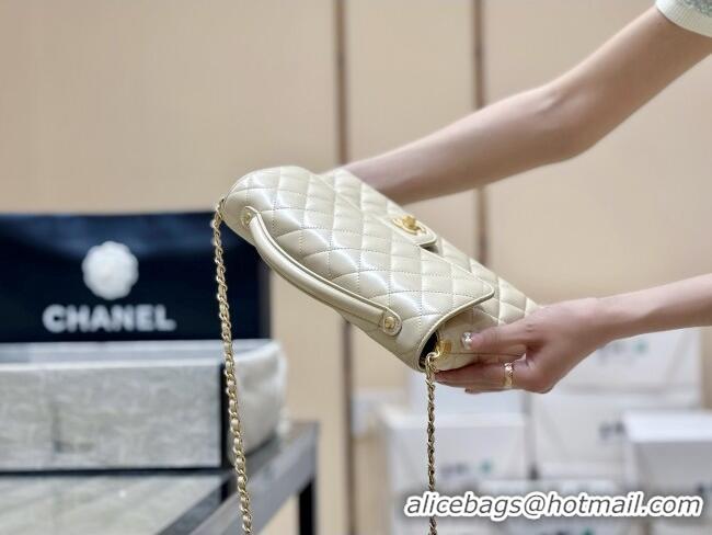 Pretty Style Chanel Lambskin Medium Flap Bag with Top Handle AS5356 Light Beige 2025 Top Quality