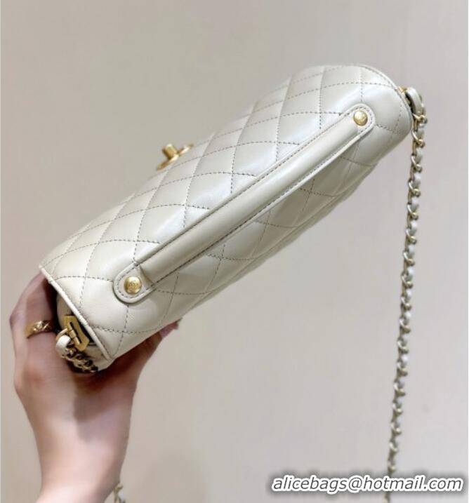 Pretty Style Chanel Lambskin Medium Flap Bag with Top Handle AS5356 Light Beige 2025 Top Quality