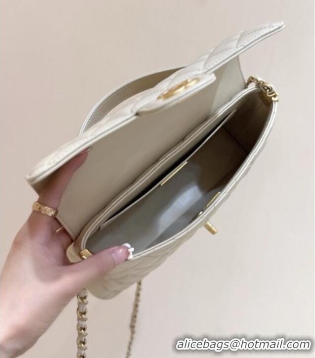 Pretty Style Chanel Lambskin Medium Flap Bag with Top Handle AS5356 Light Beige 2025 Top Quality