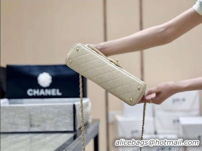 Pretty Style Chanel Lambskin Medium Flap Bag with Top Handle AS5356 Light Beige 2025 Top Quality