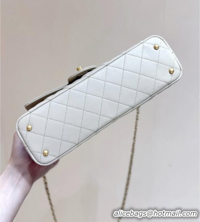Pretty Style Chanel Lambskin Medium Flap Bag with Top Handle AS5356 Light Beige 2025 Top Quality
