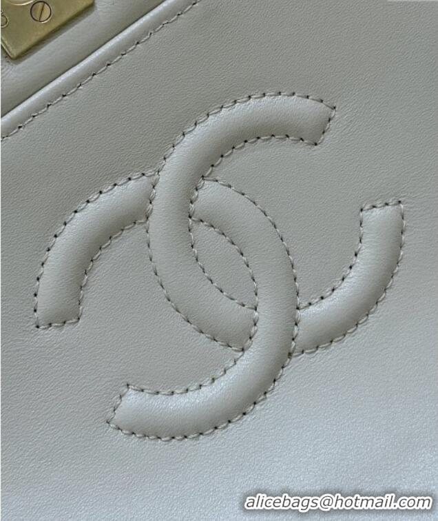 Pretty Style Chanel Lambskin Medium Flap Bag with Top Handle AS5356 Light Beige 2025 Top Quality