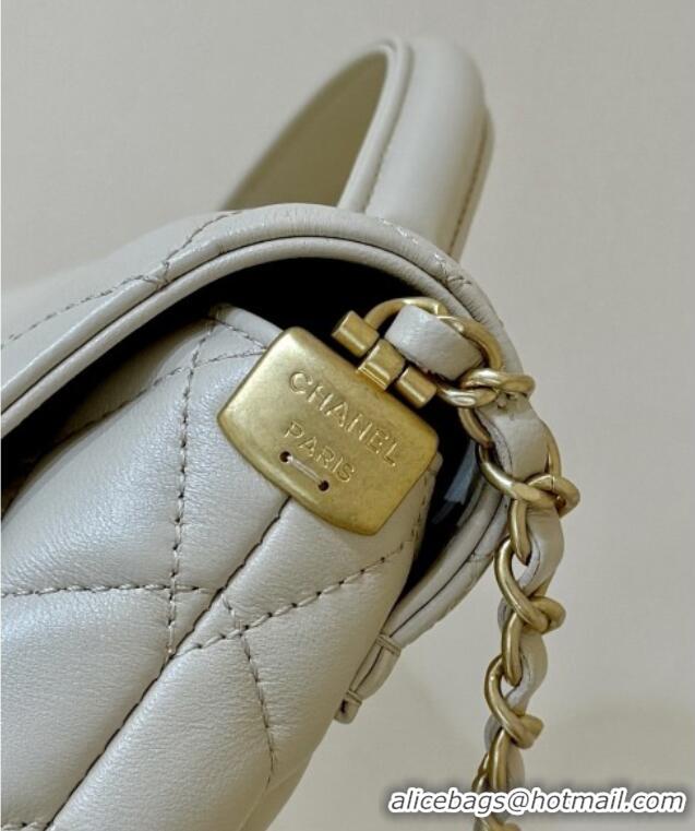 Pretty Style Chanel Lambskin Medium Flap Bag with Top Handle AS5356 Light Beige 2025 Top Quality