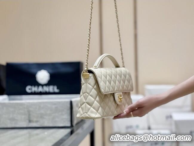 Pretty Style Chanel Lambskin Medium Flap Bag with Top Handle AS5356 Light Beige 2025 Top Quality