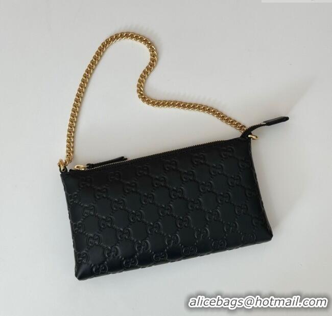Best Price Gucci GG Leather Chain Shoulder Bag 779791 Black 2024