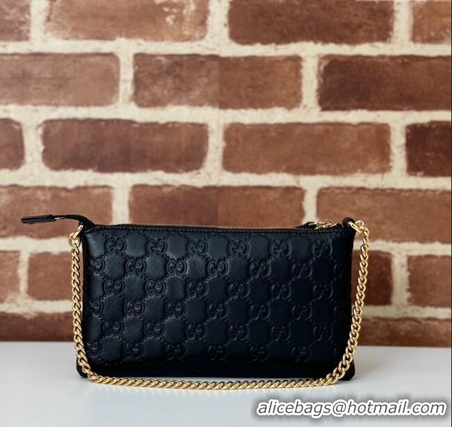 Best Price Gucci GG Leather Chain Shoulder Bag 779791 Black 2024