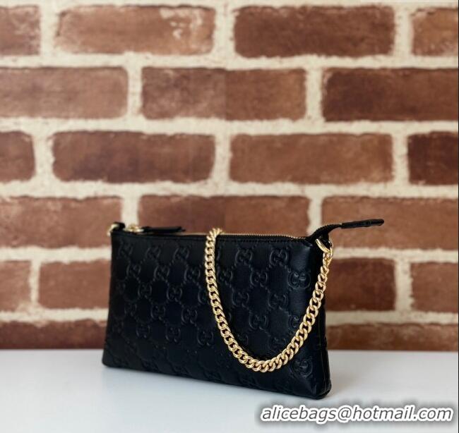 Best Price Gucci GG Leather Chain Shoulder Bag 779791 Black 2024