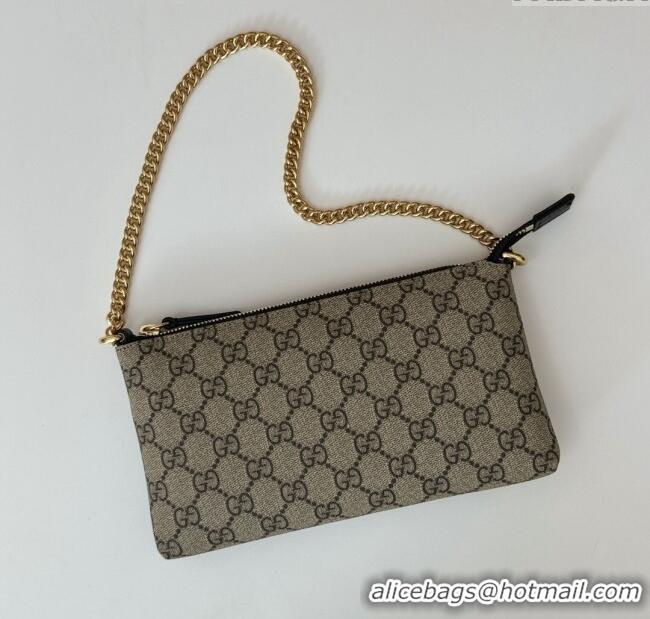 Luxury Classic Gucci GG Canvas Chain Shoulder Bag 779791 Beige/Black 2024