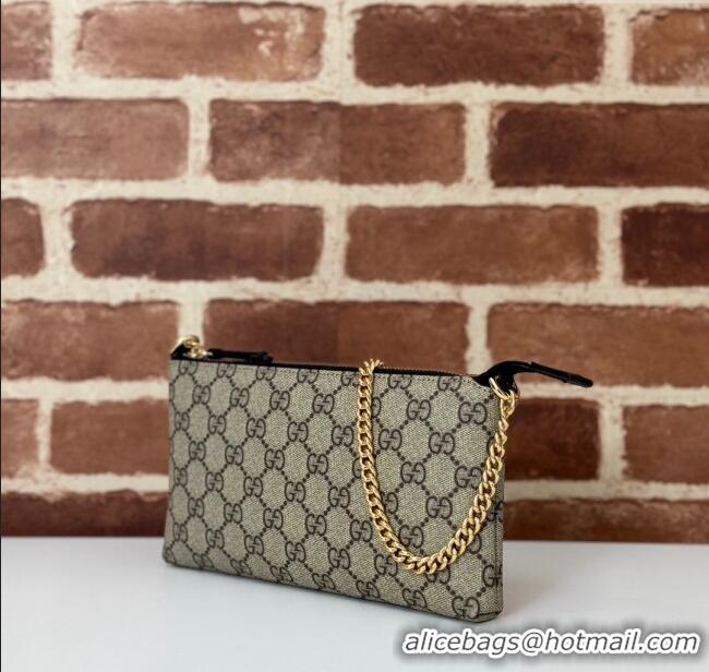 Luxury Classic Gucci GG Canvas Chain Shoulder Bag 779791 Beige/Black 2024