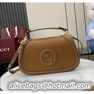 New Cheap Gucci Blondie Large Top Handle Bag 815716 Brown Smooth Leather 2024