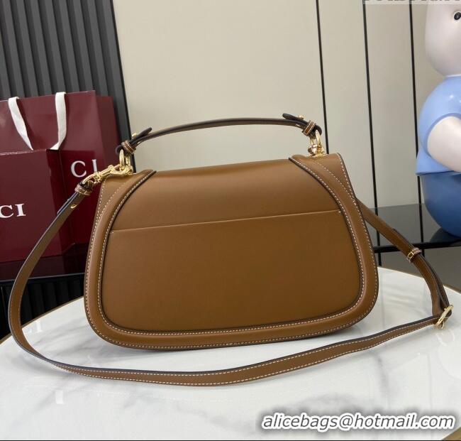 New Cheap Gucci Blondie Large Top Handle Bag 815716 Brown Smooth Leather 2024