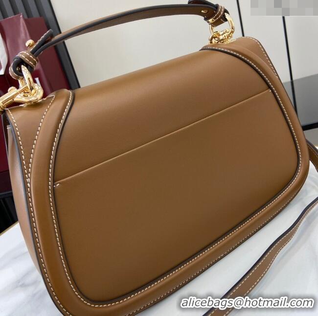 New Cheap Gucci Blondie Large Top Handle Bag 815716 Brown Smooth Leather 2024