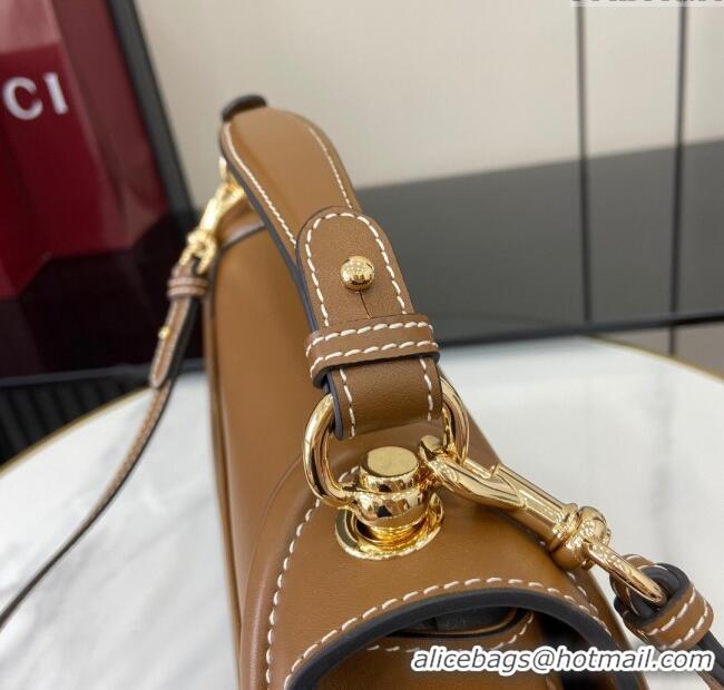 New Cheap Gucci Blondie Large Top Handle Bag 815716 Brown Smooth Leather 2024