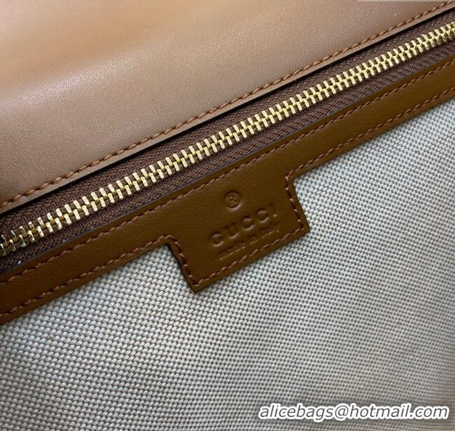 New Cheap Gucci Blondie Large Top Handle Bag 815716 Brown Smooth Leather 2024