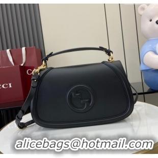 New Design Gucci Blondie Large Top Handle Bag 815716 Black Smooth Leather 2024