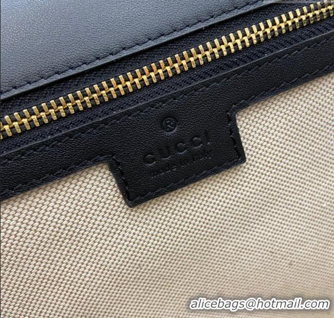 New Design Gucci Blondie Large Top Handle Bag 815716 Black Smooth Leather 2024