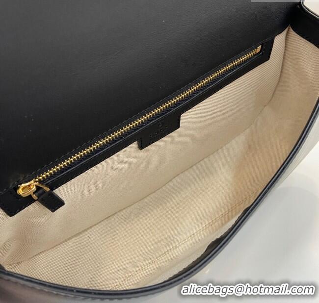 New Design Gucci Blondie Large Top Handle Bag 815716 Black Smooth Leather 2024