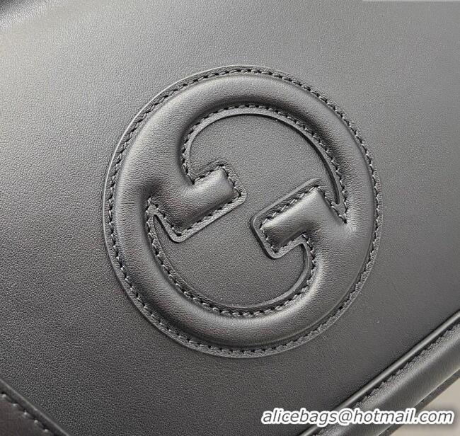 New Design Gucci Blondie Large Top Handle Bag 815716 Black Smooth Leather 2024