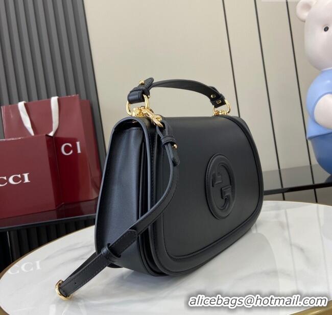 New Design Gucci Blondie Large Top Handle Bag 815716 Black Smooth Leather 2024
