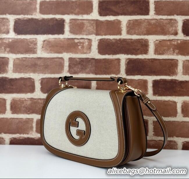 Original Cheap Gucci Blondie Large Top Handle Bag 815716 Brown/White Canvas 2024