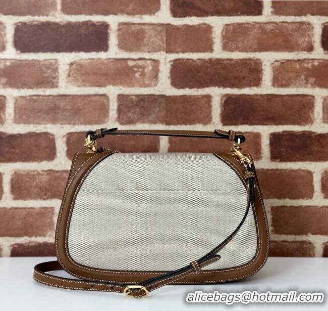 Original Cheap Gucci Blondie Large Top Handle Bag 815716 Brown/White Canvas 2024