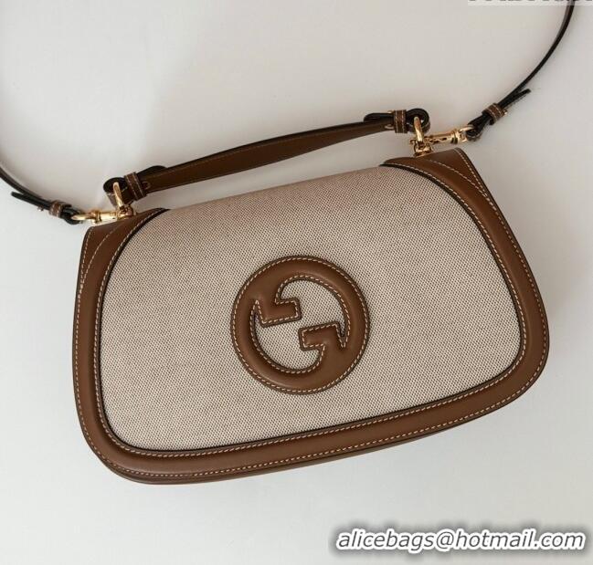 Original Cheap Gucci Blondie Large Top Handle Bag 815716 Brown/White Canvas 2024