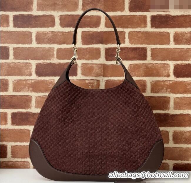 Spot Bulk Gucci GG Suede and Leather Medium Shoulder bag 815924 Coffee Brown 2024