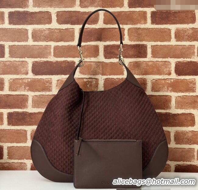 Spot Bulk Gucci GG Suede and Leather Medium Shoulder bag 815924 Coffee Brown 2024