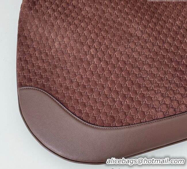 Spot Bulk Gucci GG Suede and Leather Medium Shoulder bag 815924 Coffee Brown 2024