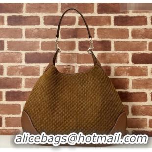 New Stylish Gucci GG Suede and Leather Medium Shoulder bag 815924 Light Brown 2024
