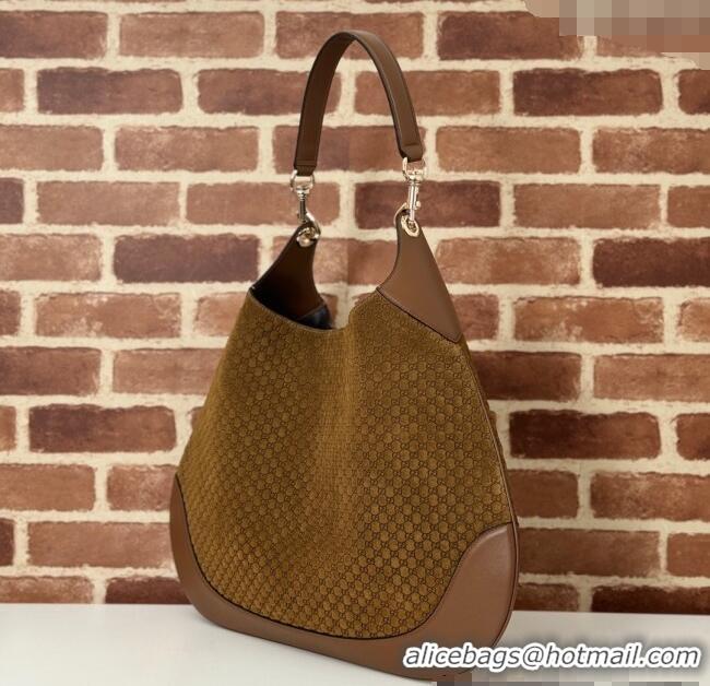 New Stylish Gucci GG Suede and Leather Medium Shoulder bag 815924 Light Brown 2024