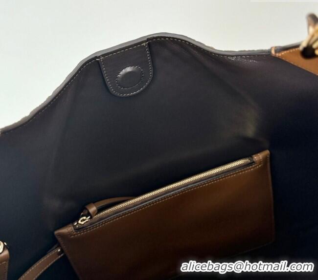 New Stylish Gucci GG Suede and Leather Medium Shoulder bag 815924 Light Brown 2024