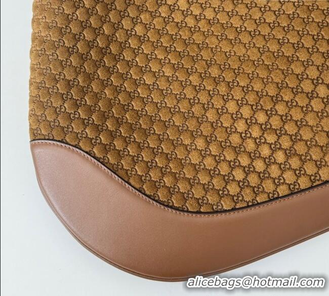 New Stylish Gucci GG Suede and Leather Medium Shoulder bag 815924 Light Brown 2024