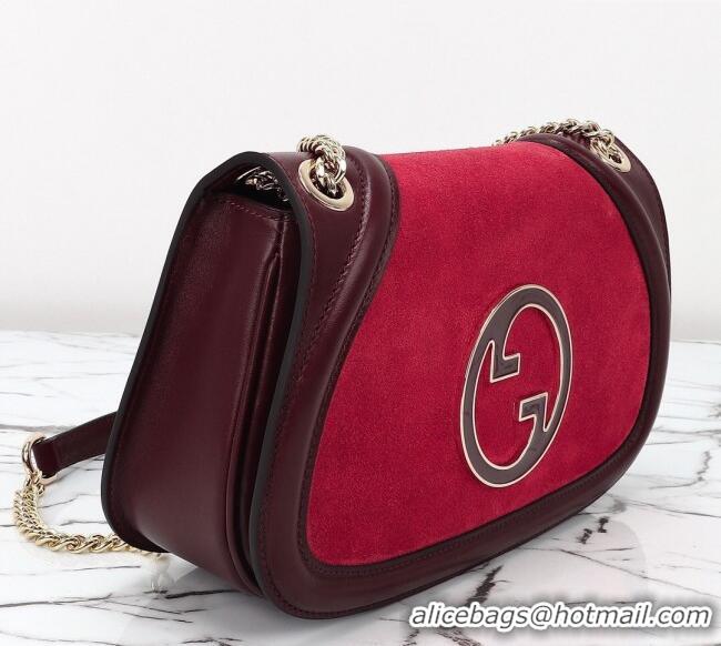 Hot Style Gucci Blondie Suede Small Shoulder Bag 815715 Burgundy/Red 2024