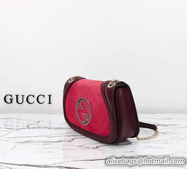 Hot Style Gucci Blondie Suede Small Shoulder Bag 815715 Burgundy/Red 2024