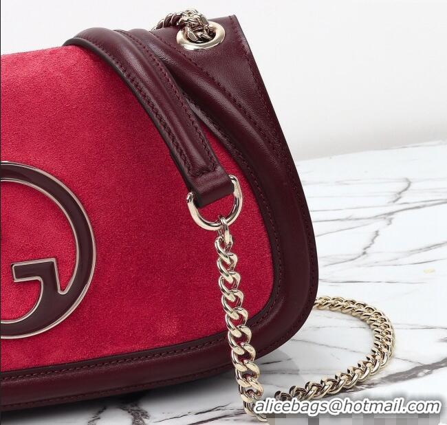 Hot Style Gucci Blondie Suede Small Shoulder Bag 815715 Burgundy/Red 2024