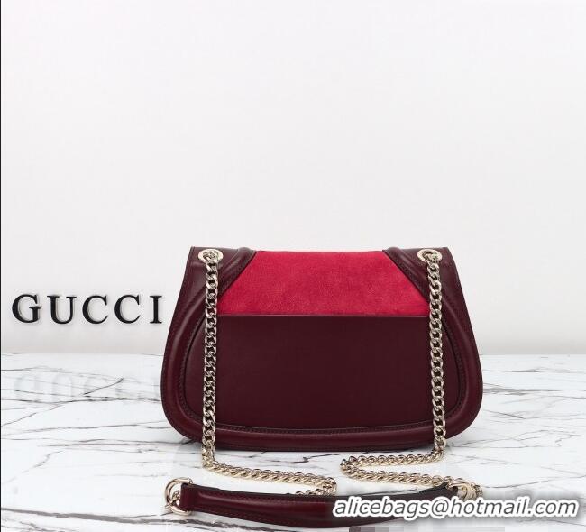 Hot Style Gucci Blondie Suede Small Shoulder Bag 815715 Burgundy/Red 2024